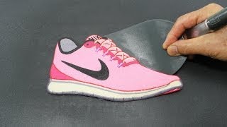 Making Barbies diy mini Pink Nike Sneakers - PANCAKE Barbie Fashion