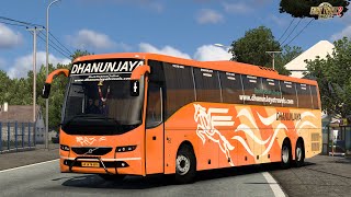 Dhanunjaya Volvo 9400  semi sleeper bus in highway smooth driving | Indian Traffic | ets2