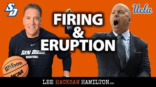 UCLA's Head Coach Mick Cronin blows up. USD's Head Coach Steve Lavin shown the door.