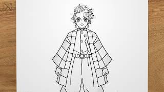 How to draw TANJIRO (Demon Slayer: Kimetsu no Yaiba) step by step, EASY