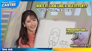 Mayu-chan draws the picture of Yamaguchi-san in a unique way.【Mayu Uozumi】【Weather News】
