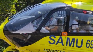 Décollage HELICO SAMU. Roussillon (38).