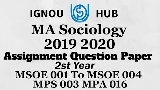 IGNOU MA Sociology 2 Year Assignment Question Paper 2019 2020 Hindi And English By IGNOU Hub India