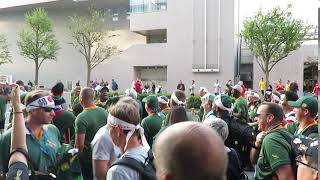 RWC2019 横浜　南アフリカサポーター、会場に向かって行進
