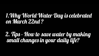 World Water Day | VVK Creations