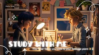 Marinette & Adrien Study Session ✨📚 | Pomodoro Timer ⏳ + MLB Soundtracks 🎶 (2015–2020 Nostalgia)