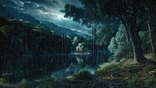 Mesmeric Rain Whispers | Embracing The Enchanted Forest Lake At Dusk | Relaxing & Deep Sleep | ASMR
