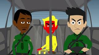 Copy ofEvil Yellow Horse  meltodwn in the polcie car