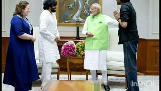 Mr. Pawan Kalyan, Mrs. Ana Konidela, Mr. Akira Nandan greeted Prime Minister Shri Narendra Modi.