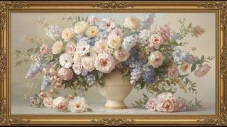 Aesthetic Vintage Floral Painting 🌸 Soft Elegant Ambience | Relaxing TV Wallpaper (4K UHD)