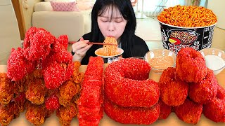 ASMR MUKBANG| Cheetos Party & Chilis! Cheetos Chicken, Sausage, Fire Noodles Eating