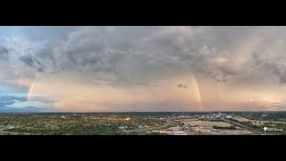 4K Incredible Rainbow over Downtown Cedar Rapids, Iowa at Sunset on August 24th 2021