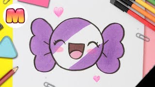 HOW TO DRAW A KAWAII CANDY - How to draw kawaii food - EASY AND STEP BY STEP