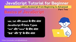 Basics of JavaScript | Variables, Data Types and Operators in JavaScript | Learn JavaScript in Hindi
