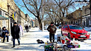 Winter flea market in Odessa. No people, but plenty of antiques!