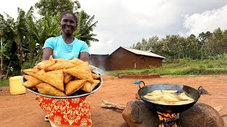 Village Cooking at Its Best! 🔥 African Mum Makes Golden, Crunchy Spicy Samosas for Her Family