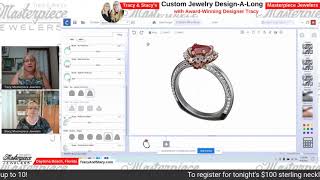LIVE Custom Jewelry Design diamond encrusted ring milgrain,  a simple bezel  and a matching pendant!