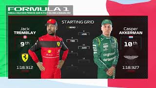the f1 22 grid for a sprint race with no real drivers on it