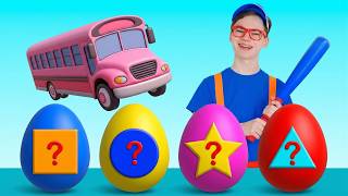 Eggs Surprise 🥚 The Wheels on The Bus Song 🚌 + More Kids Songs | Poli and Nick