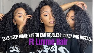 *A MUST HAVE WIG* 13X5 DEEP WAVE EAR TO EAR GLUELESS CURLY WIG ft Luvme Hair | WhoisAshlxy