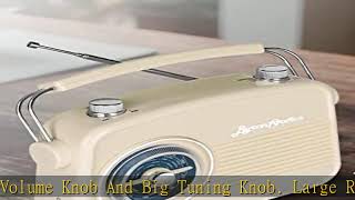 ByronStatics Portable Radio AM FM, Vintage Retro Radio with Built in Speakers, Best Reception and L