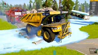 Truck vs Extreme Broken Road and SpeedBumps #mudrunner