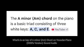 What's is an key of A minor (Am) Chord on Vocoder-Piano (2000's Version) Sound Audio 