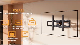 Perlegear PGLF11 Full Motion TV Wall Mount with Power Strip | Onboard Power for a Cleaner Setup