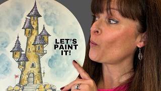 Watercolor a Quirky Castle 🏰 Step-by-Step