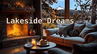 Lakeside Cabin Dreams: Cat, Fireplace, Jazz