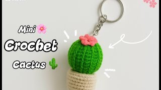 “Crochet” crochet Cactus Keychain Tutorial Step By Step #crochetkeychain #crochetcactus