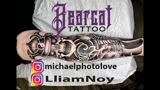 Bearcat Tattoo MR.Love's Leg by Lliam Noy ART&INK @mrlovefilms
