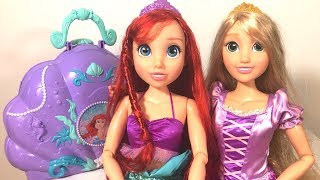 The Little Mermaid Ariel Playdate & Rapunzel Get a Makeover with Sea Shell Vanity