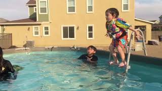 Brayden Jumping Into The Pool