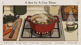a stew for a cozy dinner, cooking delicious food for loved ones