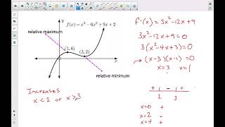 Finding stationary points and determining Increasing and Decreasing