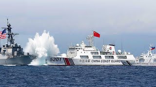 2 China Coast Guard CLASH Into US Warships in Explosive South China Sea Clash