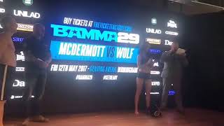 MTV Geordie Shores Aaron Chalmers and Greg Jenkins get heated at BAMMA 29 weigh-ins