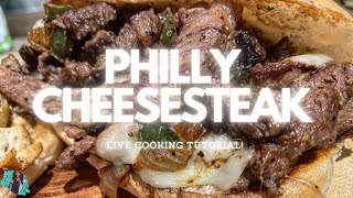 RIBEYE PHILLY CHEESESTEAKS LIVE COOKING TUTORIAL | SIP & COOK EP: 1