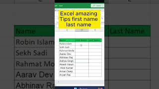 How To Separating First Name Last Name No Formula In Excel | Excel Tips And Tricks Bangla Tutorial
