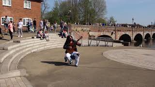 Busker at Stratford Upon Avon on the riverside