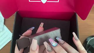 ASMR soft spoken March boxy charm unboxing (new acrylic nails)