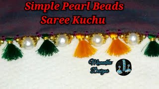 Simple pearl beads saree kuchu|saree kuchu design|krosha kuchu|crochet kuchu|simple kuchu design