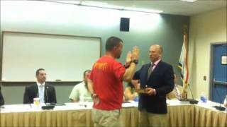 Last video i promise - new @LansdalePA Ward 3 councilman Ray Liberto takes oath from Mayor Andy Szek