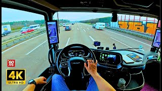 Driving DAF Truck to Service | A2 Autohof 75 to Poland | National Road 92 | 4K POV | No Music ASMR