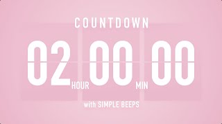 2 Hour Countdown Timer 🌸 Flip Clock with Simple Beeps 🔔
