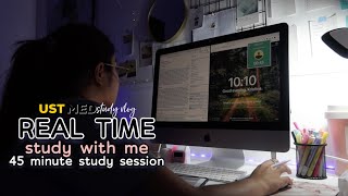 REAL TIME study with me: 45 minute session (chill cafe music w/ background noise) | Kristine Abraham
