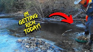 I Found ICE COLD GOLD While Gold Panning in the ICE!