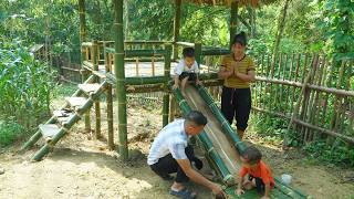 Completed a fantastic slide for the two boys - Dau's joy with his dad by his side.