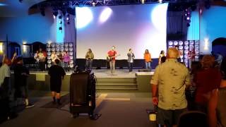 Austin Vallejo singing at The Visitor premier #1